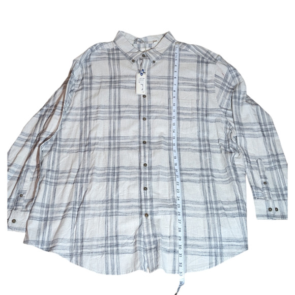 Rowm - Men's 3XB - Cream and Gray-Checked Shirt Long Sleeved Button Up Shirt NWT - Picture 2 of 8